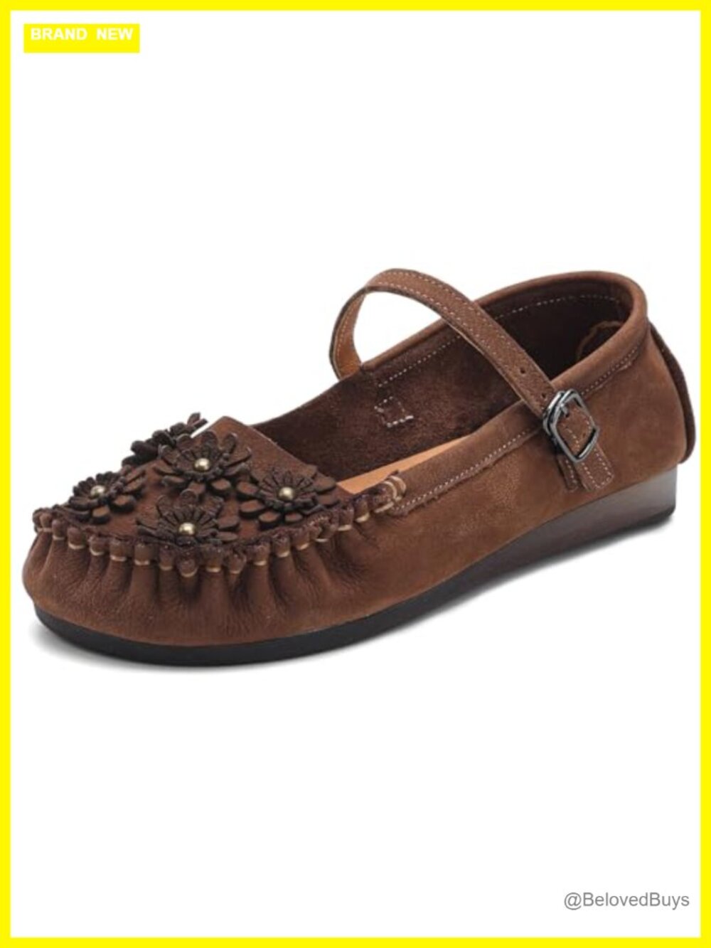 Mary Jane Flats Leather Buckle Comfortable Breathable Non-Slip Dress Casual